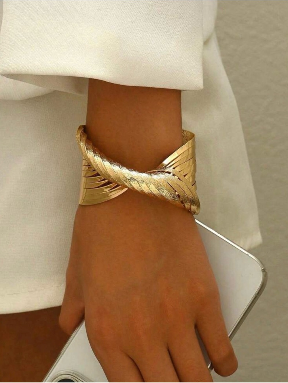 Gold Twisted Cuff Bracelet - Women Jewelry